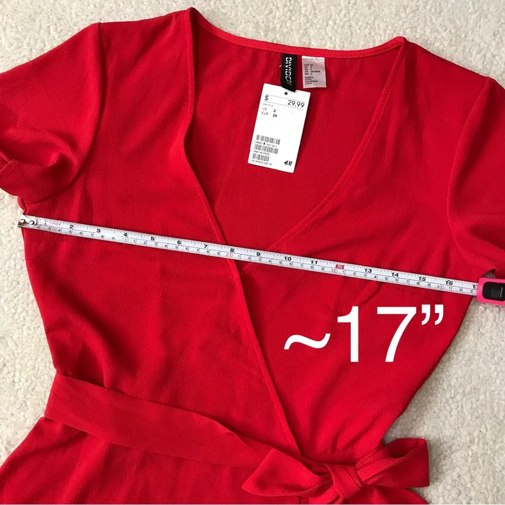 H&M Wrap Dress Short Sleeve Red Size 2